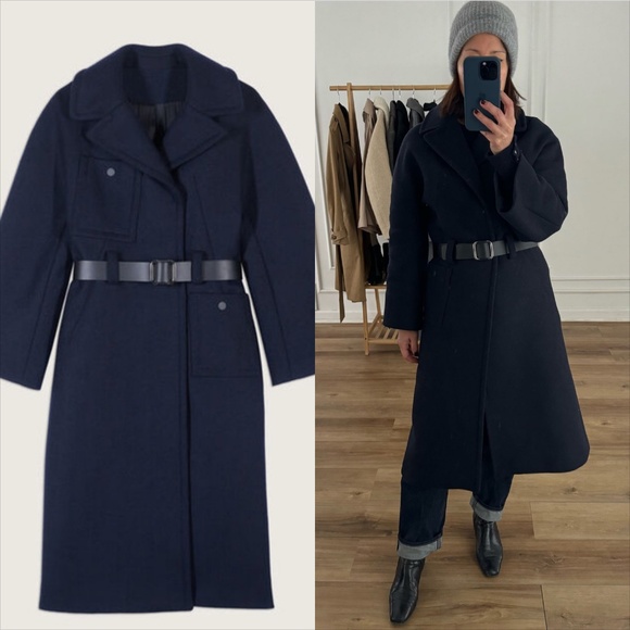 BA&SH haya belted navy wool blend coat FINAL PRICE - Picture 3 of 11